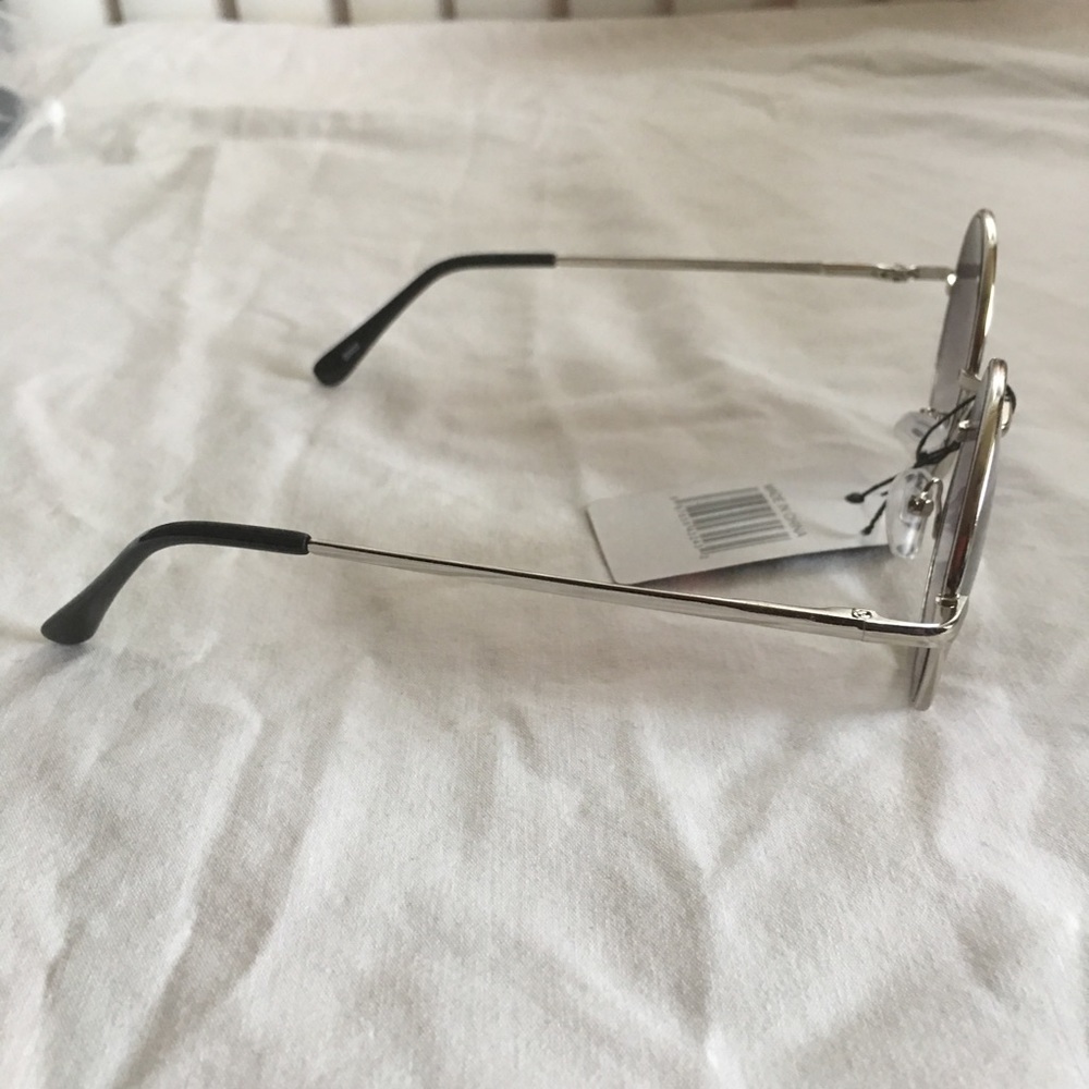 Silver Trimmed Round Sunglasses Smoke Tint - Picture 3 of 4